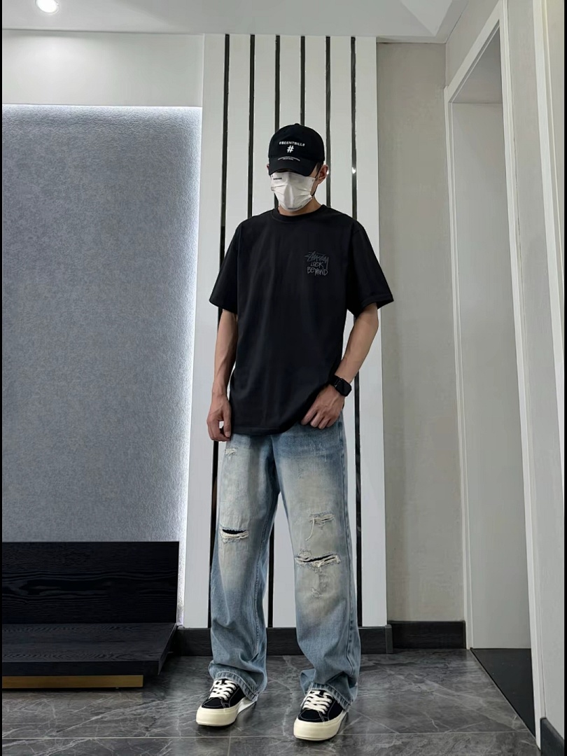 Stussy 128 STU SS25 LOOK BEYOND TEE PIGMENT DYED Double S Print Short Sleeve (Black White) - Image 35