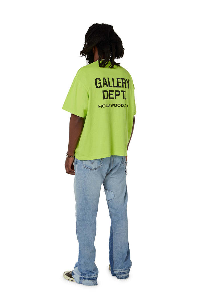 Gallery Dept 98 Gallery Dept. Classic Souvenir Tee LOGO Print Collar Short Sleeve T Black Grey White Cream Apricot Sky Blue Fruit Green Dark S M L - Image 37