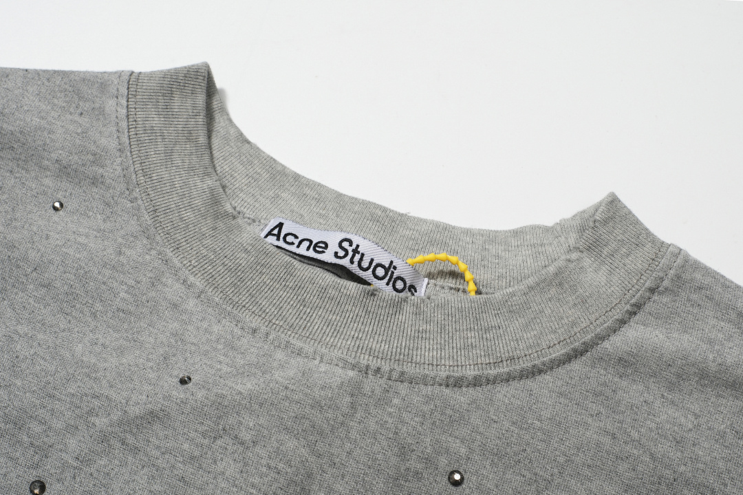 Acne Studios 138 AC Diamond LOGO Print Short Sleeve T White Grey Pink S-XL 8056# - Image 14