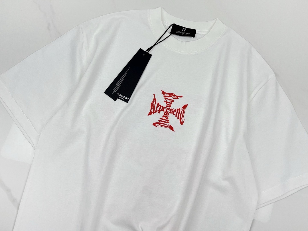 Off-White 118 REPRESENT New High Mens Womens Top Wide Short Sleeve : S M L XL Off (White) - Image 5