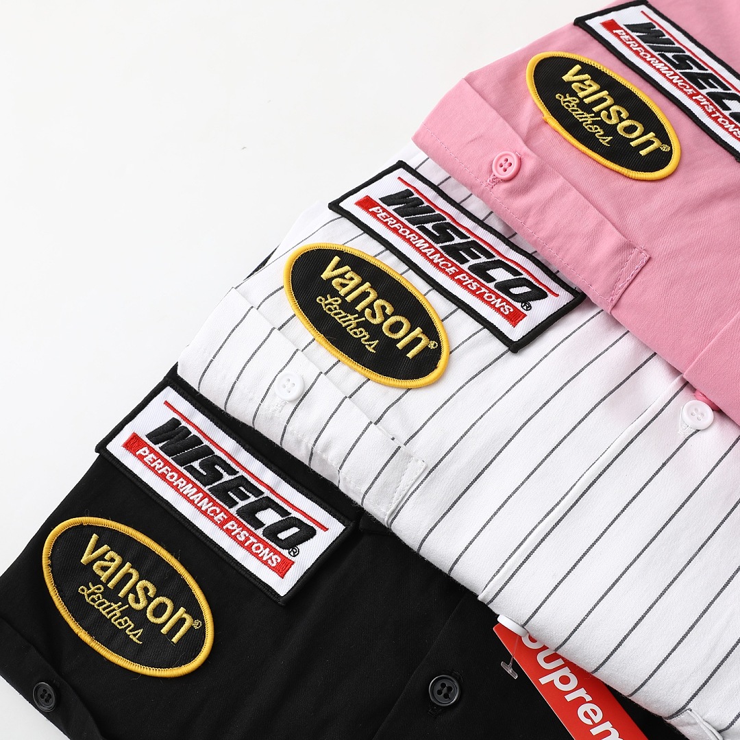 Supreme 338 FW25 WEEK8 S/S Work Shirt Leather Label Floral Striped Short Sleeve : Black Pink White S M L - Image 10