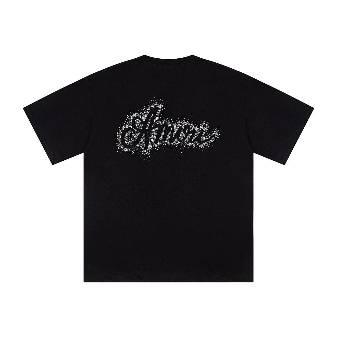 AMIRI 118 Wide Version Model Short Sleeve T Logo Diamond High Wind Black White S M L XL 9914# - Image 4
