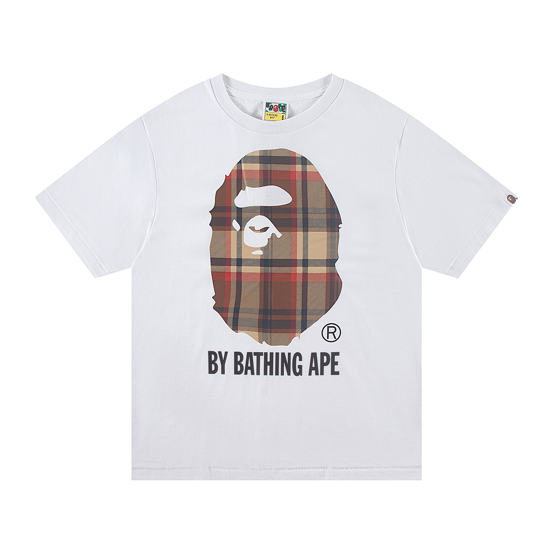 Bape 148 TOP Print Collar Short Sleeve T Black White S-XL - Image 12