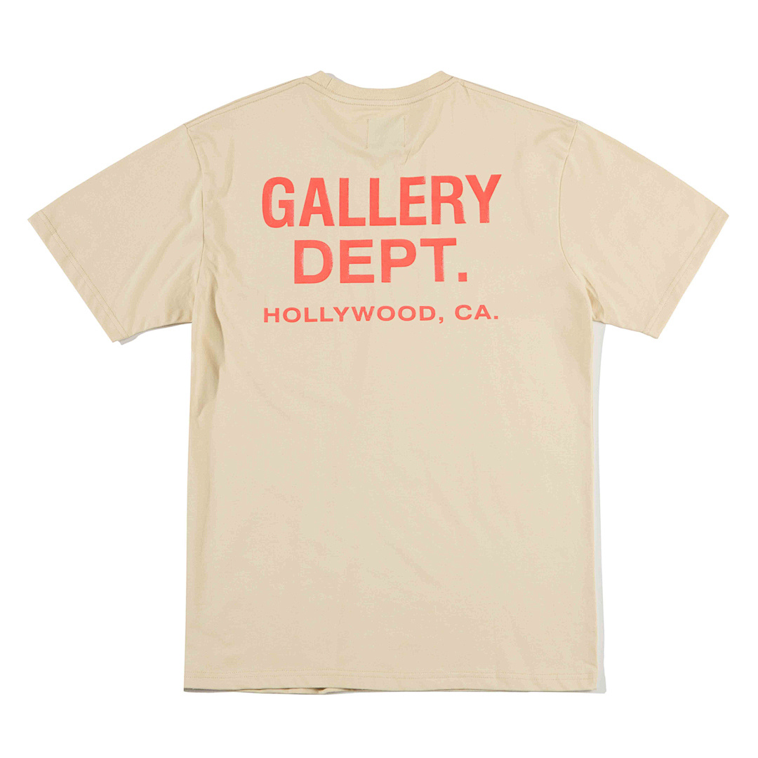 Gallery Dept 98 Gallery Dept. Classic Souvenir Tee LOGO Print Collar Short Sleeve T Black Grey White Cream Apricot Sky Blue Fruit Green Dark S M L - Image 13