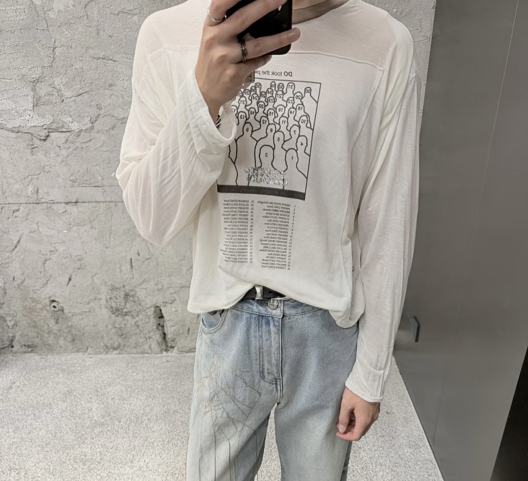 Off-White 148 Paly Hollywood Heavens Gate Ringer Long-Sleeve Tee FEZ Long Sleeve T : Off White S M L - Image 16