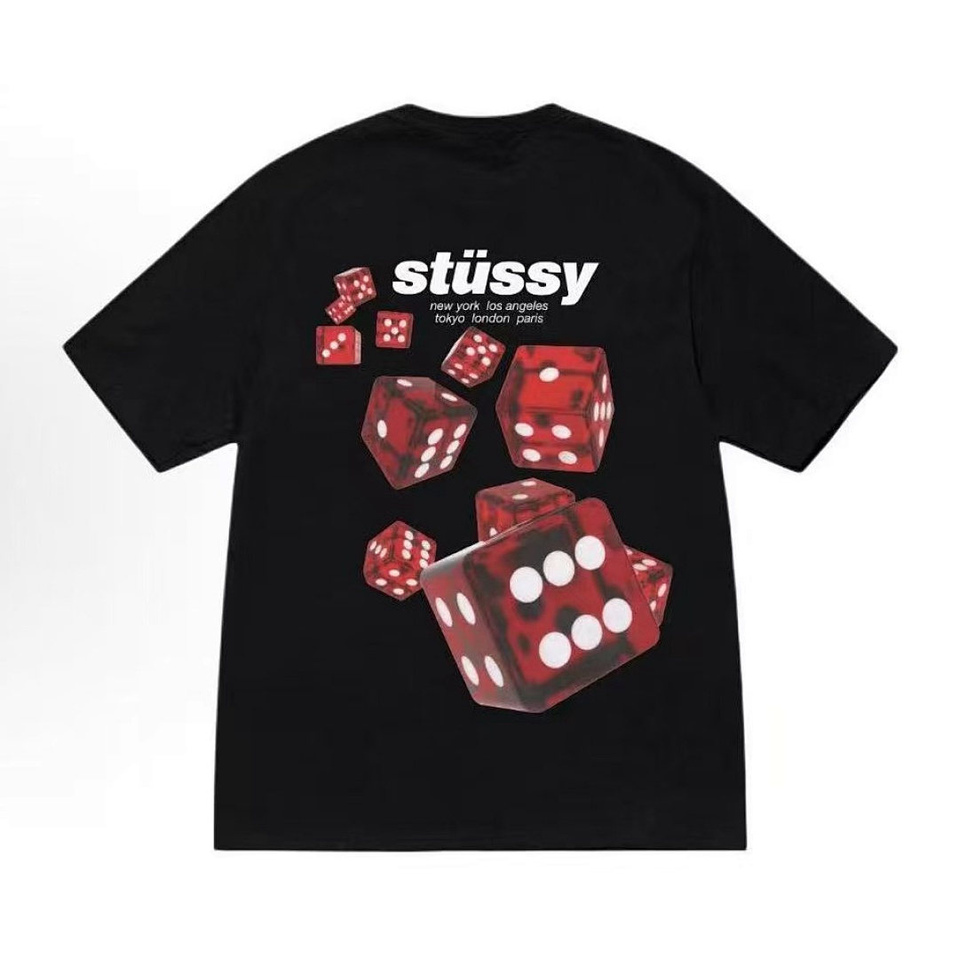 Stussy 108 STU SS25 ROLLERS HOODIE Print Collar Short Sleeve T : White Black S M L