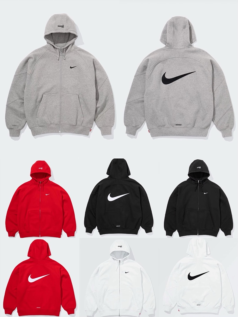 Supreme 398 SWEATSHIRT Embroidered LOGO Wide Black Grey Red S-XL - Image 3
