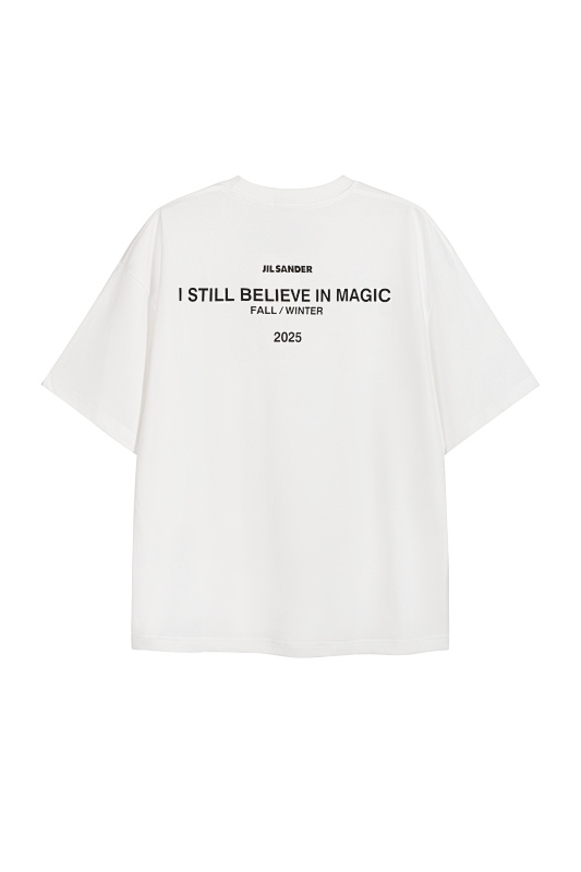 Jil Sander 108 JIL Wind Label Logo Print Short Sleeve T White S-L J9893#