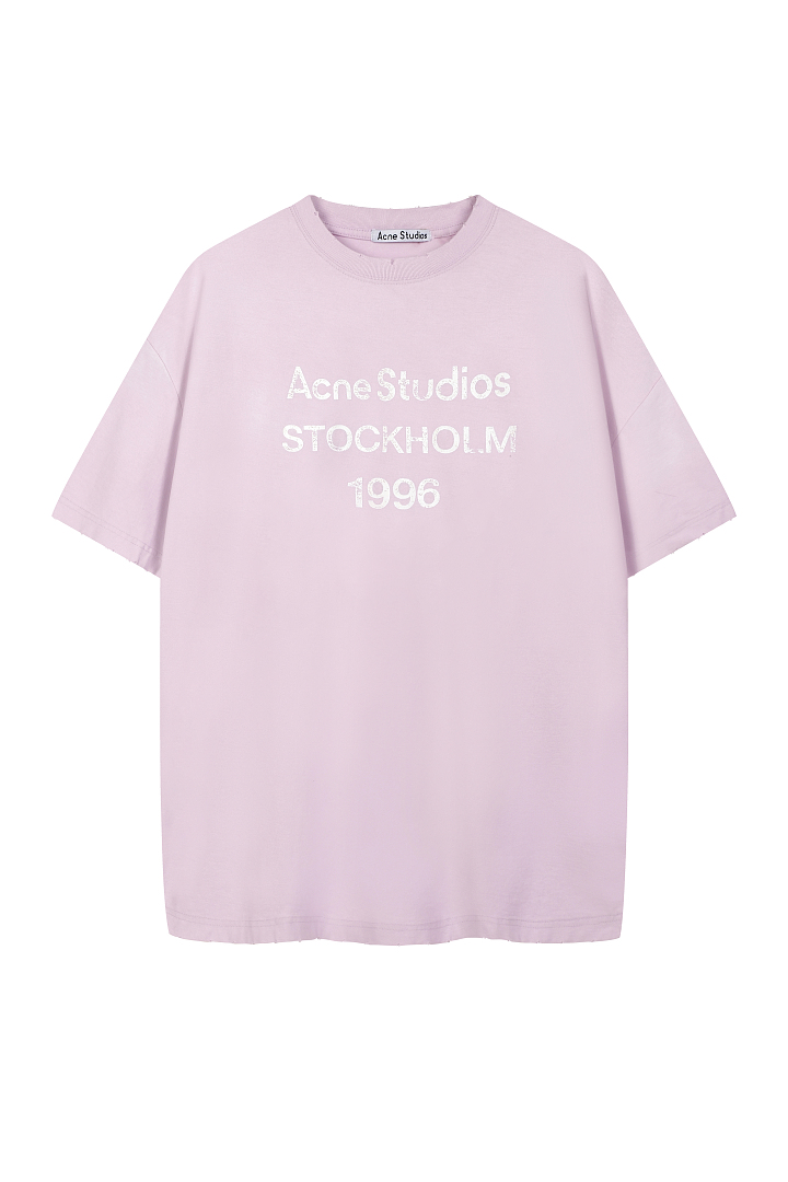 Acne Studios 118 AC LOGO Print Short Sleeve T Pink Floral Grey Black White Red Olive Green Dark Blue Spring Purple S-XL 8026# - Image 37