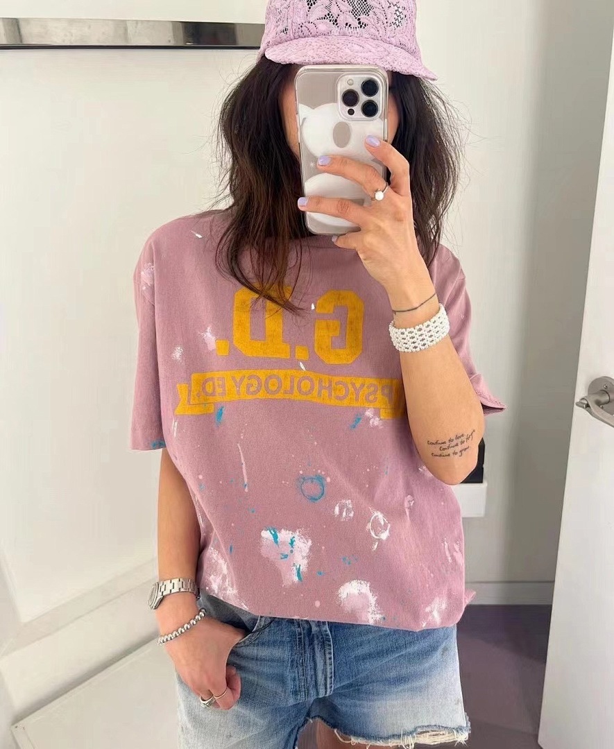 Gallery Dept 118 Gallery Dept. PSYCHOLOGY ED TEE Ink Logo Label Print Short Sleeve T : Pink S M L - Image 9