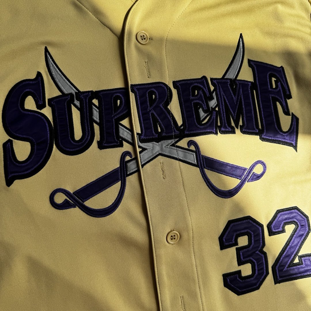 Supreme 268 FW25 WEEK1 Swords Baseball Jersey Label Patch Logo Buckle Short Sleeve : Black, Gold, Blue S-XL - Image 15