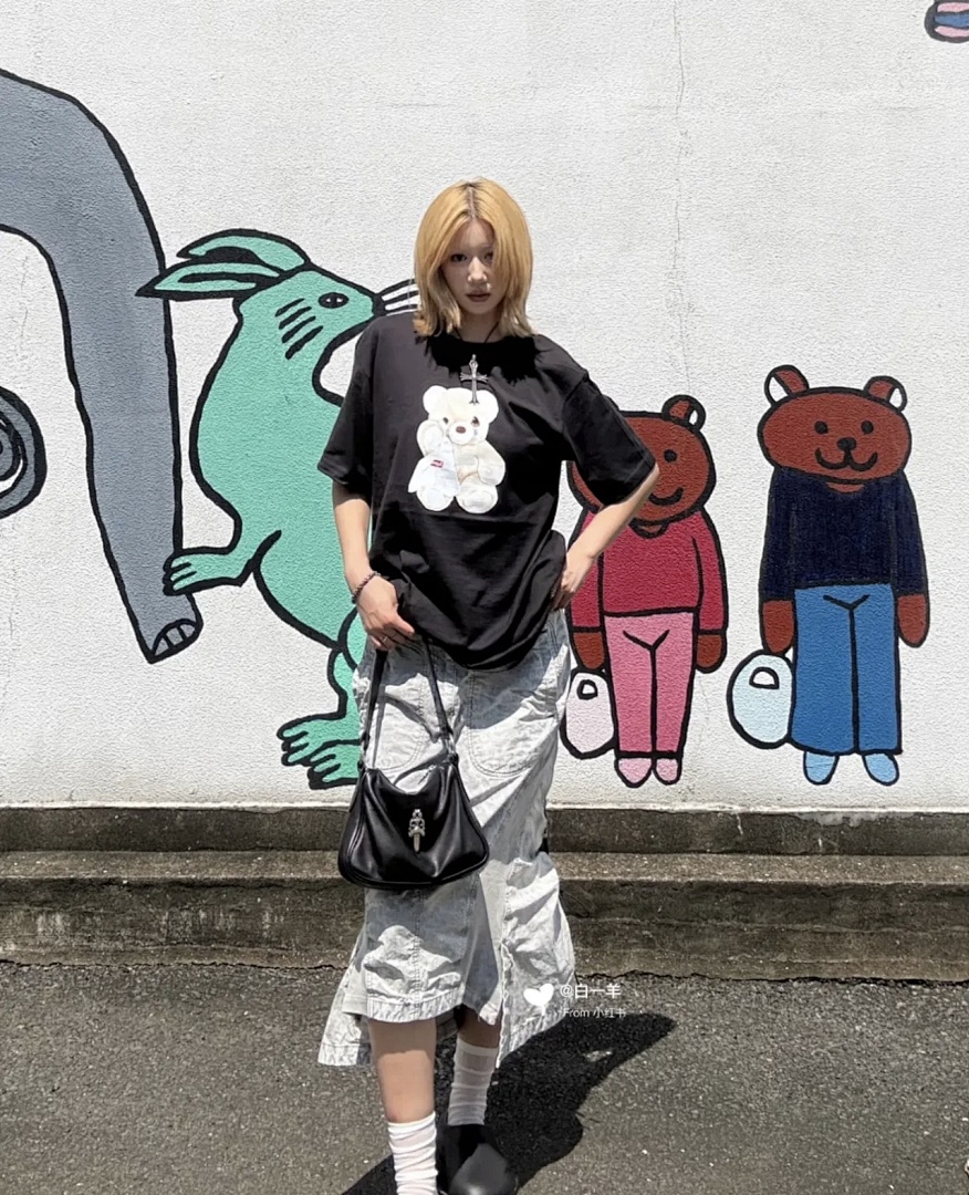Supreme 138 SS25 BEAR TEE Small T Print Short Sleeve Black White S-XL - Image 36