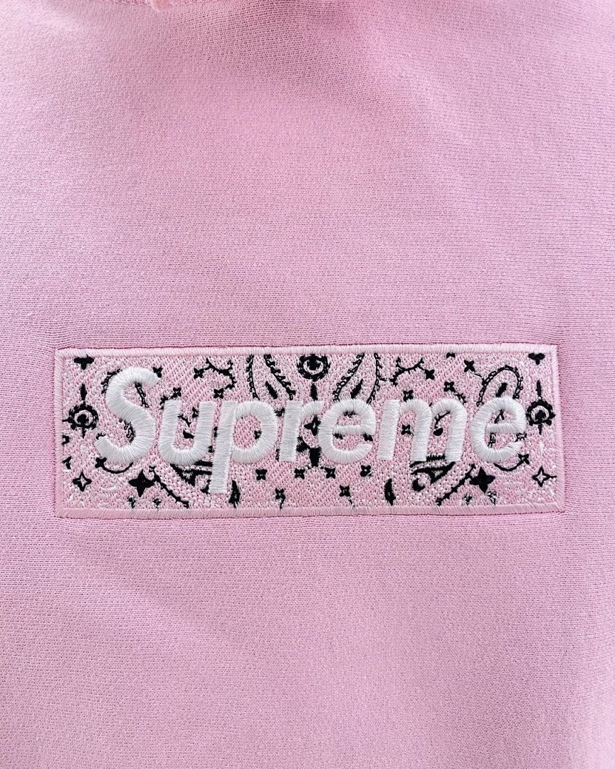 Supreme 248 Fruit Floral Embroidered Label SUP Bandana Box Logo Hooded Sweatshirt BOXLOGO Velvet Black Grey Red Pink Sky Blue S-XL S303# - Image 65