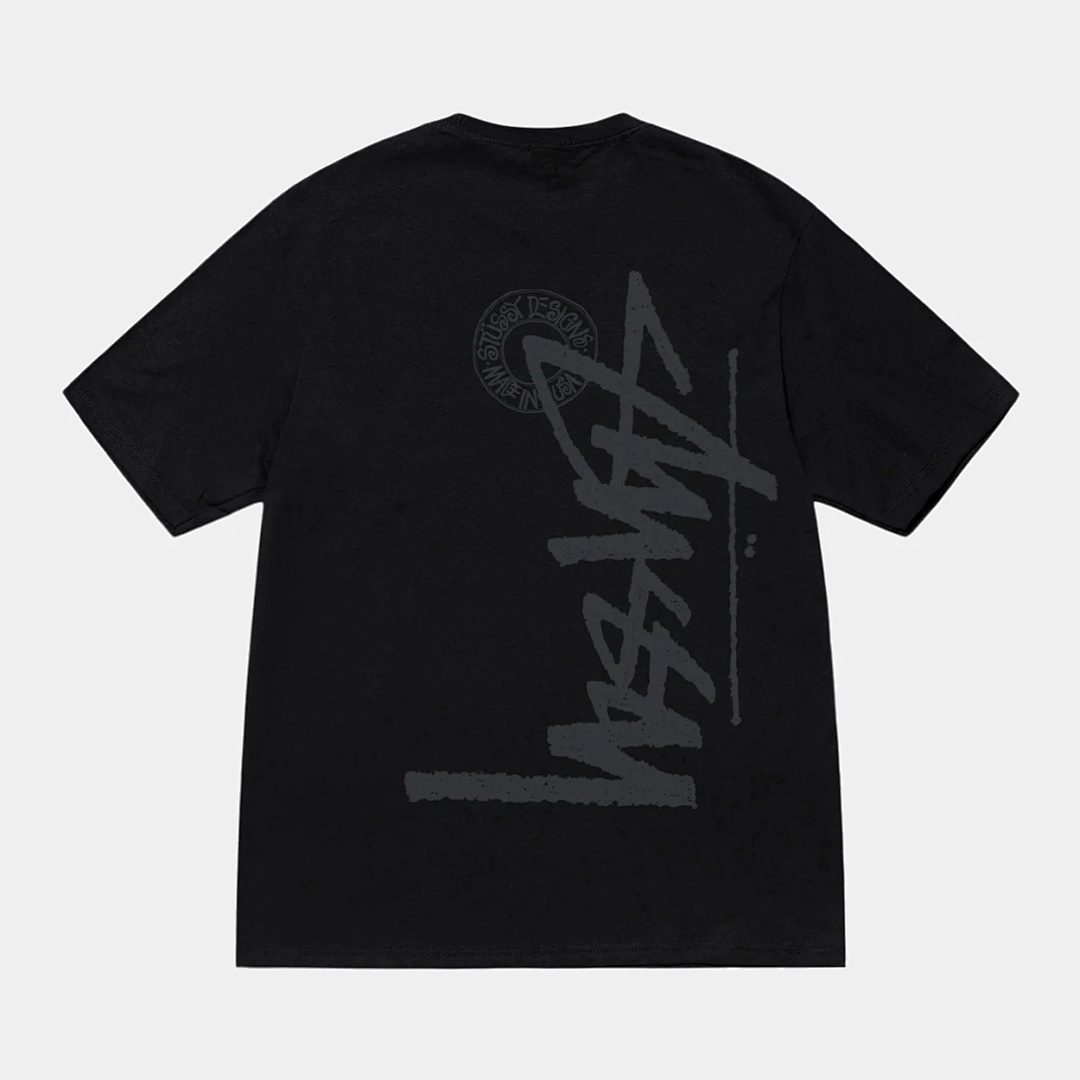 Stussy 108 Stu FW24 BUANA STOCK TEE Surface Big LOGO Print Short Sleeve T Black White S M L