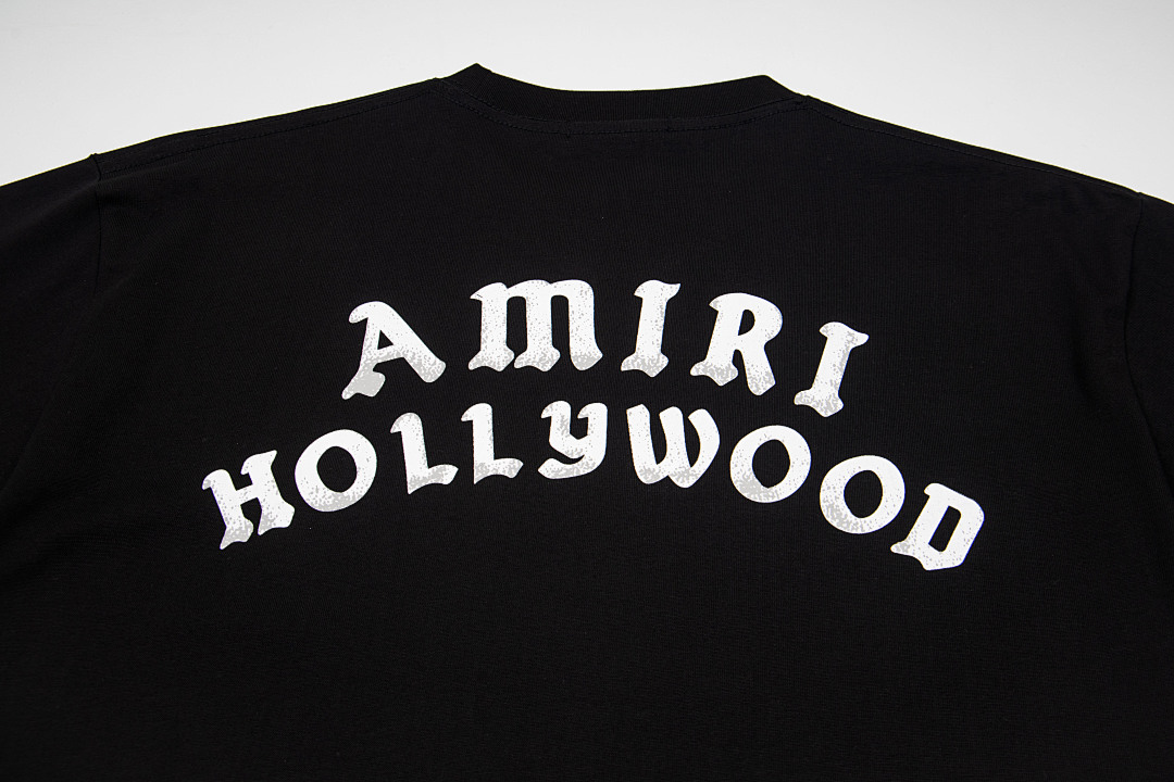 AMIRI 118 Wide Version Model Short Sleeve T Logo Print High Wind Black Apricot S M L XL 9912# - Image 12