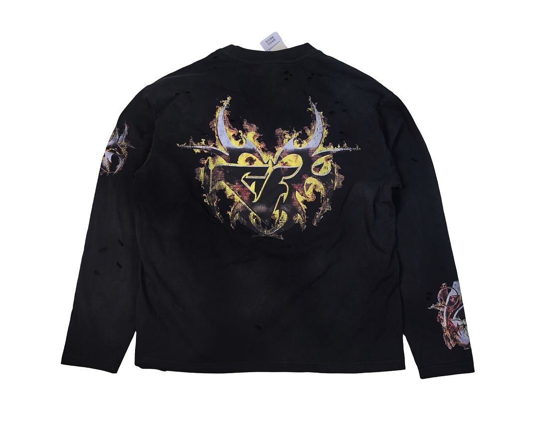 Chanel 168 Chew Forever Fire Flame Long Sleeve : Water Black :S M L - Image 4
