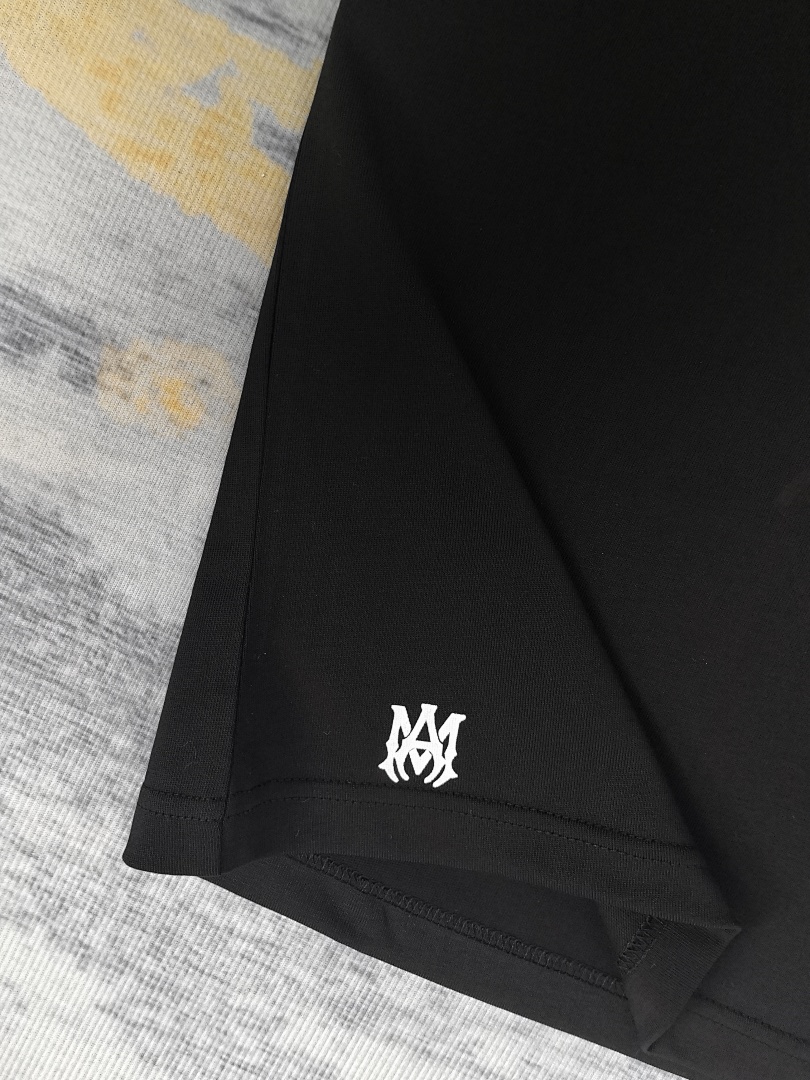 AMIRI 118 Wide Version Model Short Sleeve T Logo Print High Wind Black White S M L XL 9915# - Image 37
