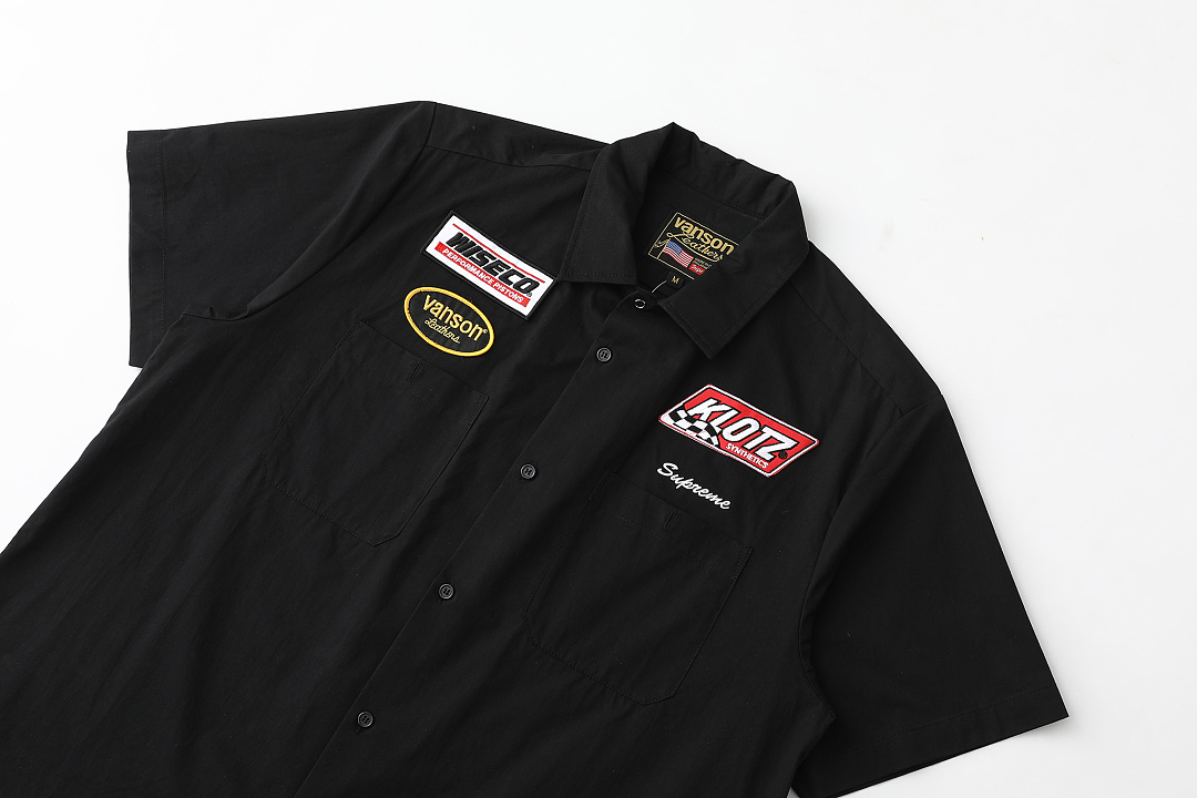 Supreme 338 FW25 WEEK8 S/S Work Shirt Leather Label Floral Striped Short Sleeve : Black Pink White S M L - Image 13