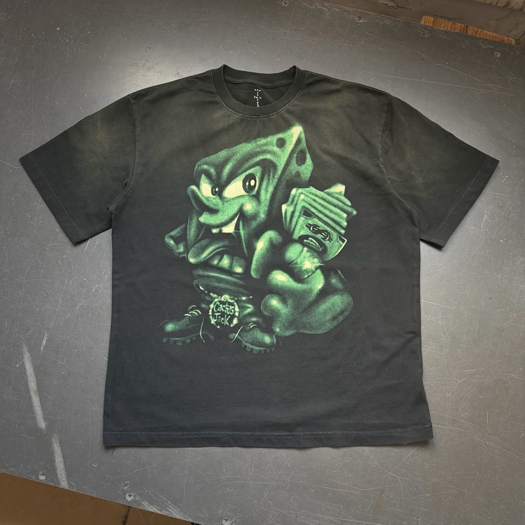 Unbranded 128 Travis Scott Cactus Jack × SpongeBob Classic Washed Short Sleeve T : S M L XL - Image 5
