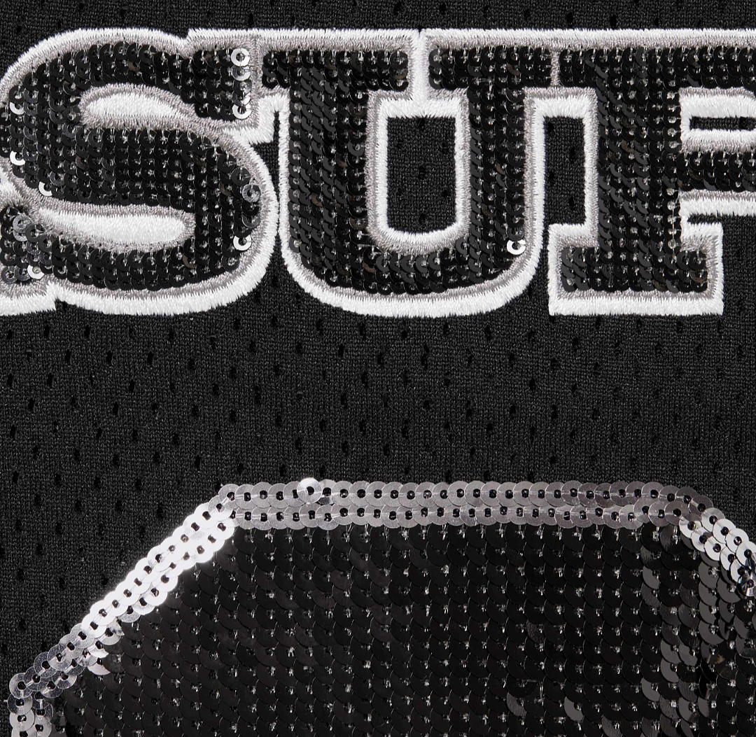Supreme 258 SEQUIN FOOTBALL JERSEY Embroidered Black S-XL - Image 13