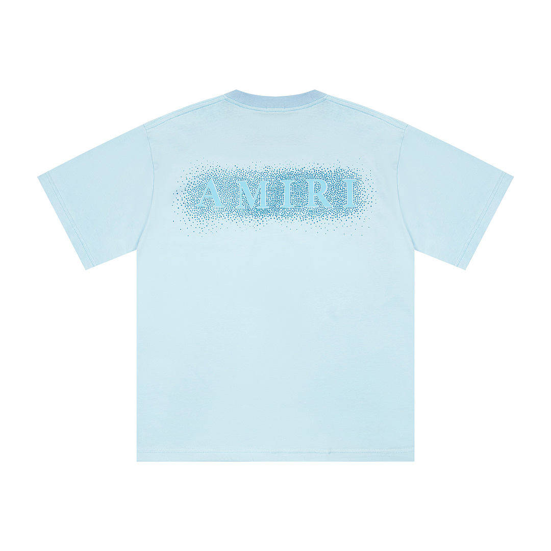 AMIRI 128 Wide Version Model Short Sleeve T Logo Print Diamond High Wind 260 Solid Cotton Black S M L XL 9911# - Image 14