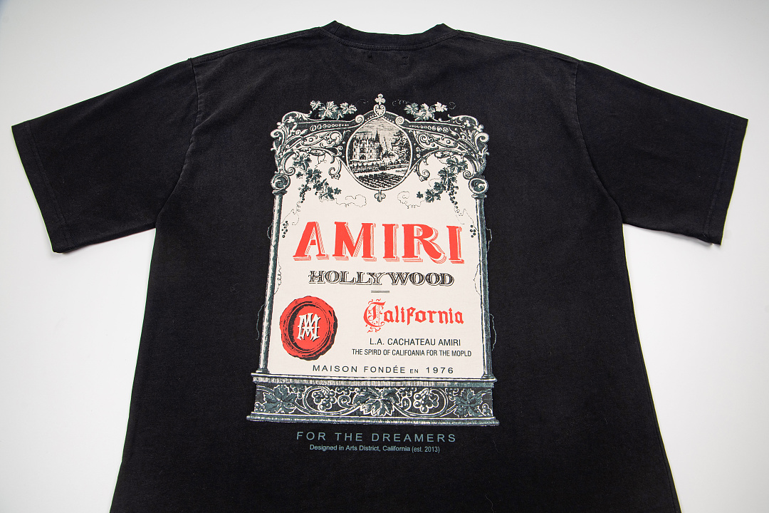 AMIRI 128 Logo 1976 Print Short Sleeve T Water Black White 9940# - Image 6