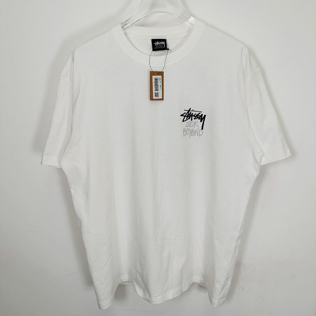 Stussy 128 STU SS25 LOOK BEYOND TEE PIGMENT DYED Double S Print Short Sleeve (Black White) - Image 23