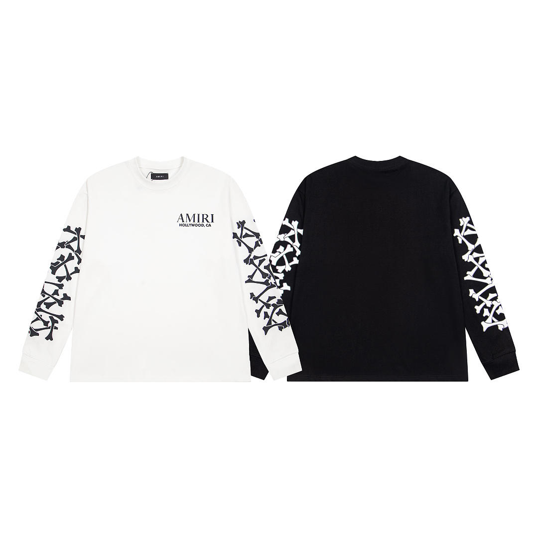 AMIRI 138 Wide Version Model Long Sleeve T Black White S M L XL 602#