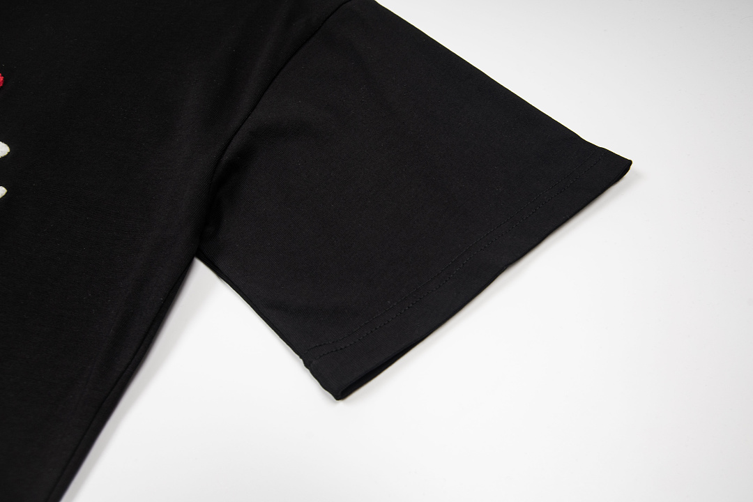 AMIRI 118 26Ss New Fleece Embroidered Short Sleeve T Black White S M L XL 9929# - Image 8