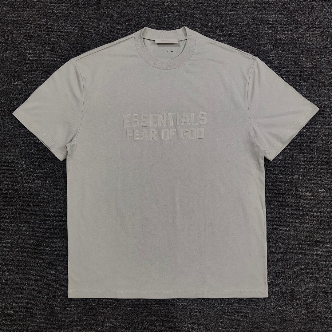 Essentials 118 Ess Double Velvet Solid Cotton Short Sleeve T Coffee Grey Black White Smoke Red XS-XL - Image 16