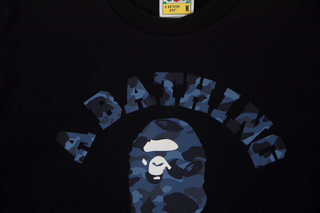 Bape 148 TOP Print Collar Short Sleeve T Black S-XL - Image 7