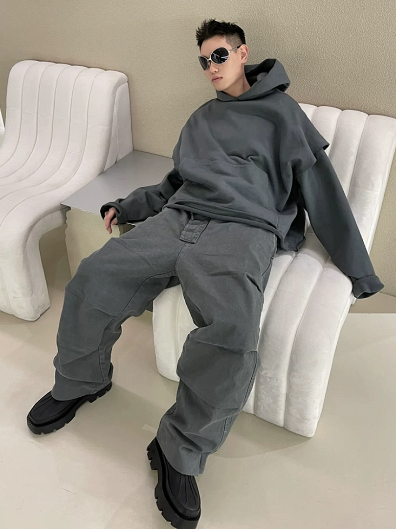 Unbranded 268 Greg Double Version Model Top Fleece Grey S-XL 3017# - Image 21