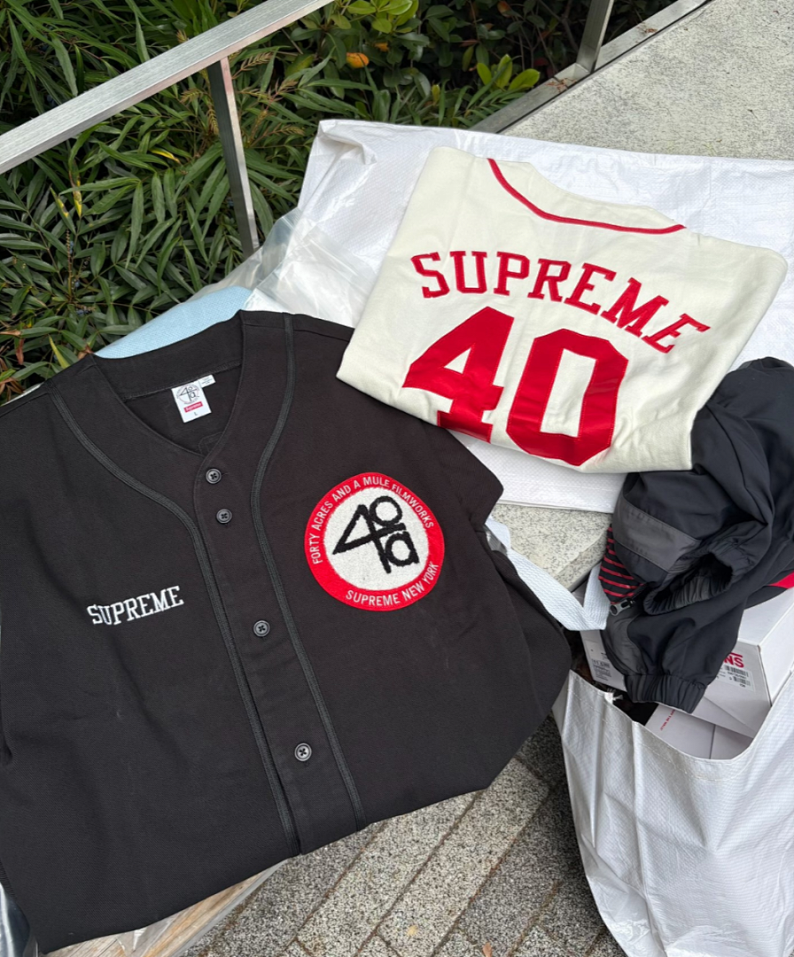 Off-White 268 SS25 40 Acres Twill Baseball Jersey LOGO Short Sleeve Black Off White S-XL - Image 44