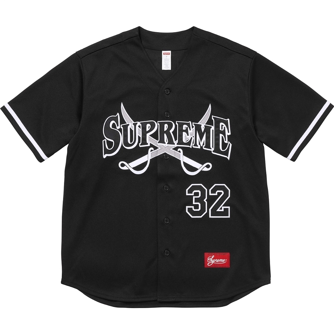 Supreme 268 FW25 WEEK1 Swords Baseball Jersey Label Patch Logo Buckle Short Sleeve : Black, Gold, Blue S-XL