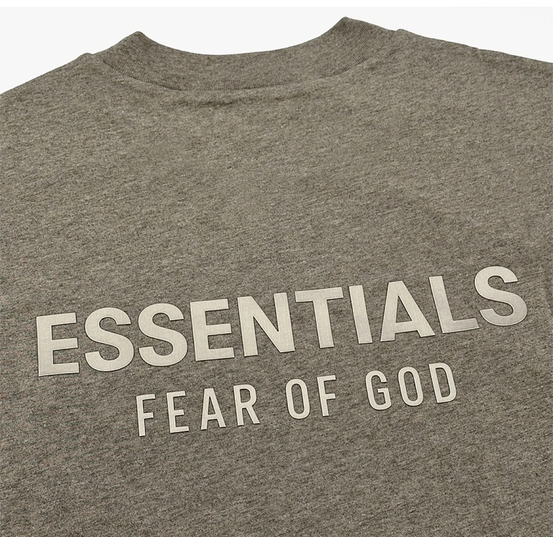 Essentials 118 SS25 Classic Hoodie Label Print Short Sleeve Silk Silver Gum : XS-XL (Grey Brown Oatmeal) - Image 29