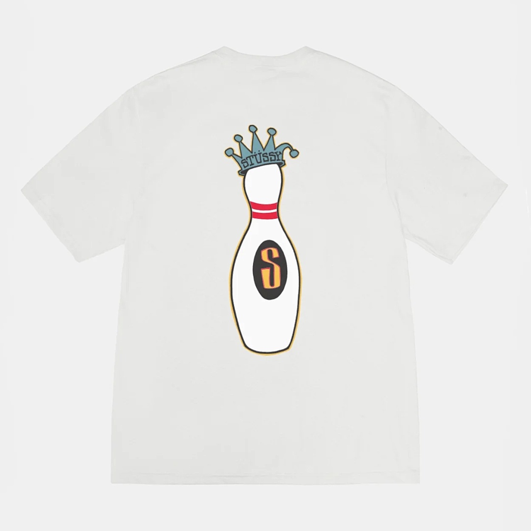 Stussy 108 Stusy FW24 KINGPIN TEE PIGMENT DYED Print Collar Short Sleeve T White Black S M L - Image 5