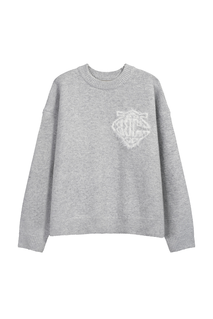 Christian Louboutin 198 THECOUTURECLUB Floral Logo Collar Fleece Light Grey Black S-XL T8901# - Image 17