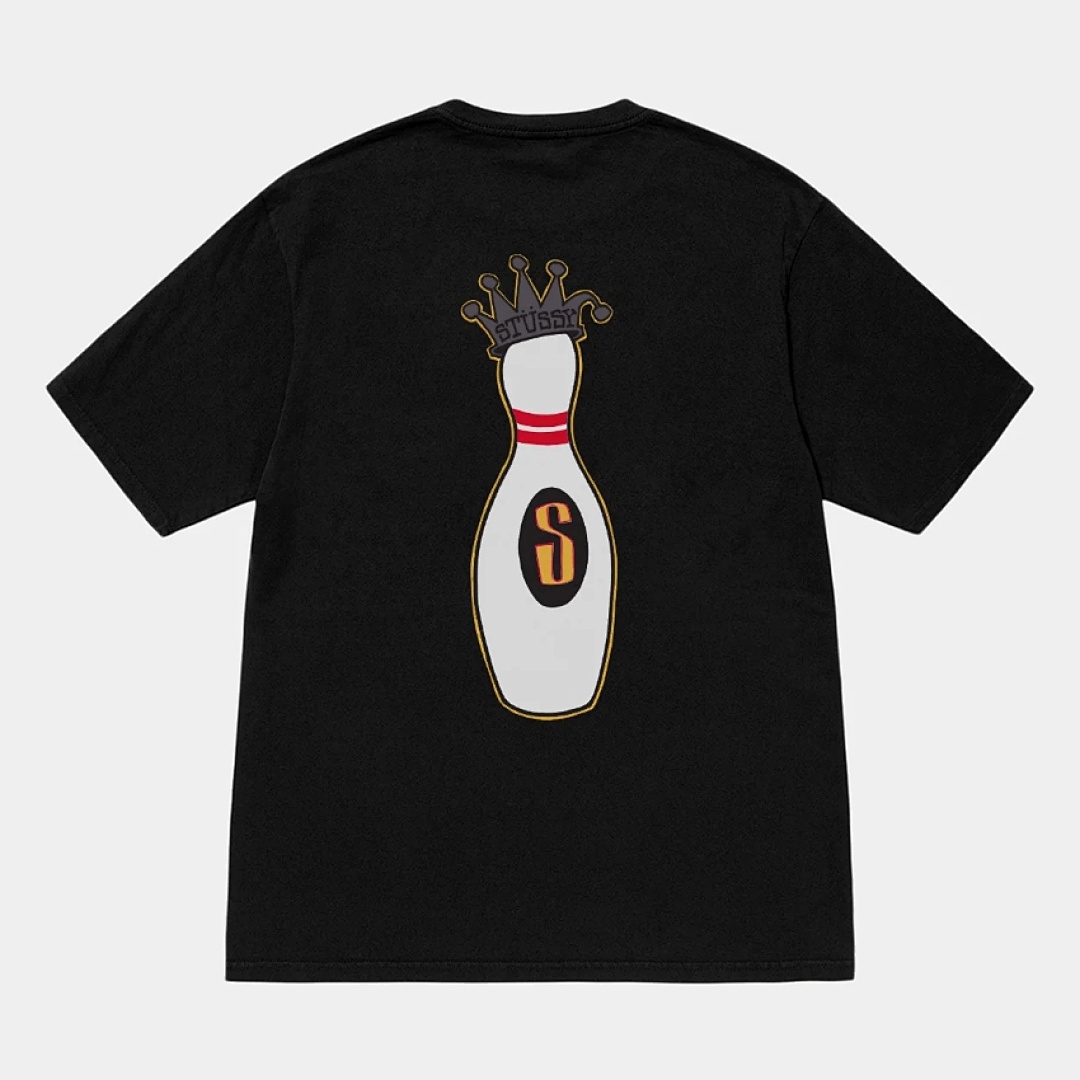 Stussy 108 Stusy FW24 KINGPIN TEE PIGMENT DYED Print Collar Short Sleeve T White Black S M L