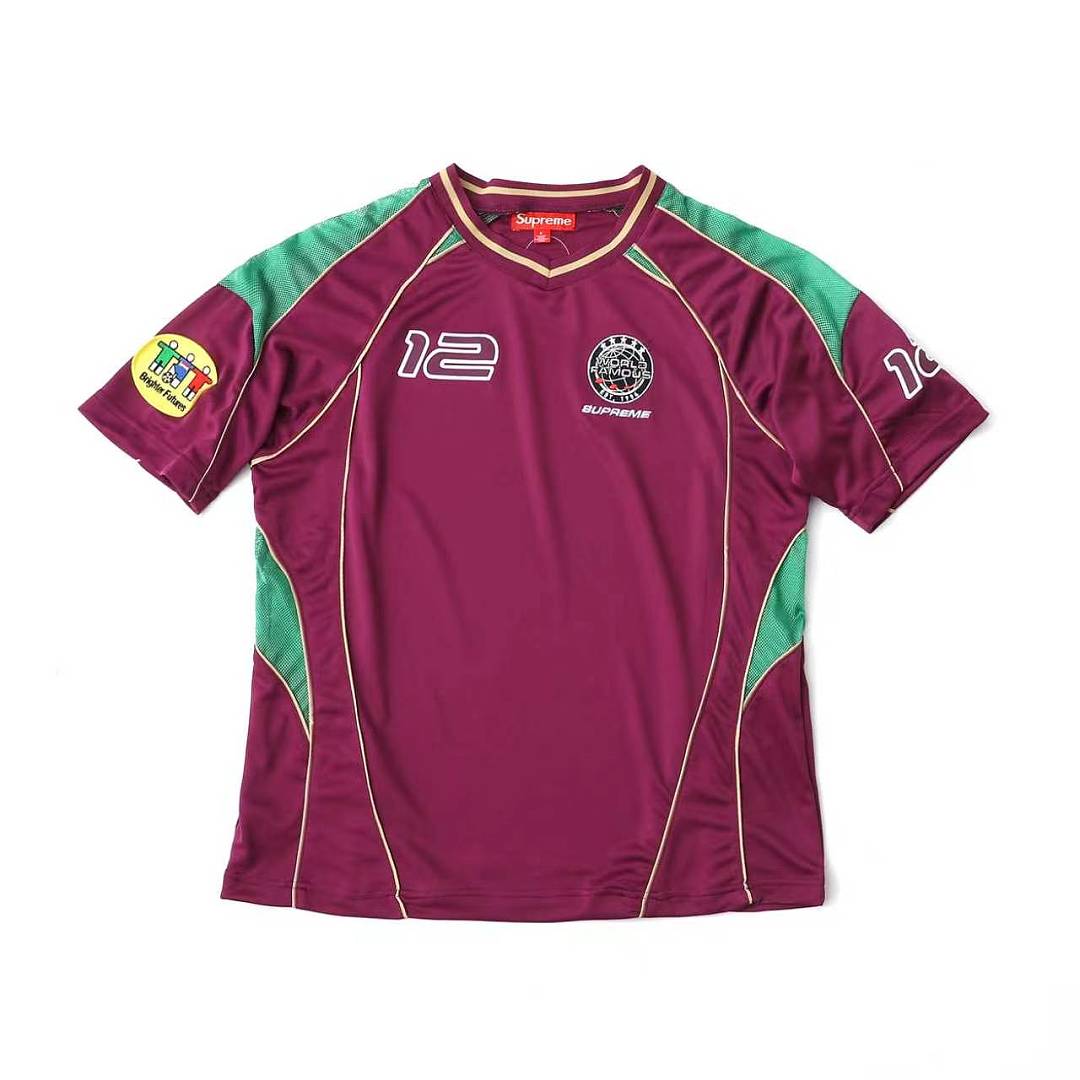 Supreme 248 FW25 WEEK11 Piping Soccer Jersey Embroidered Short Sleeve : Black Wine Red Blue S M L - Image 4