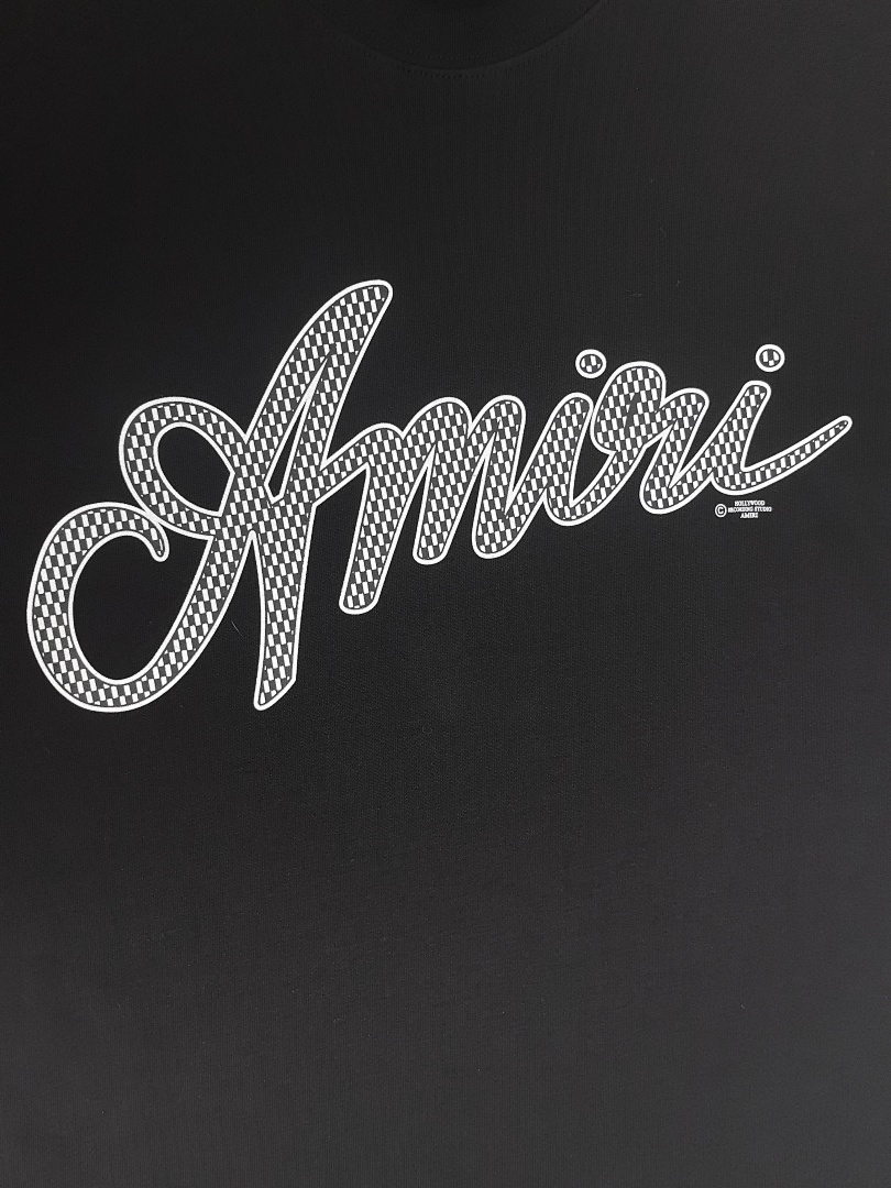 AMIRI 118 Wide Version Model Short Sleeve T Logo Print High Wind 260 Solid Cotton Black White S M L XL 9919# - Image 28