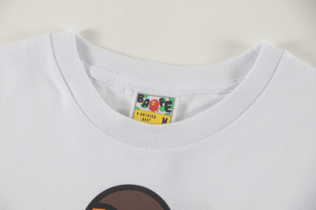 Bape 148 TOP Print Collar Short Sleeve T Black White S-XL - Image 14