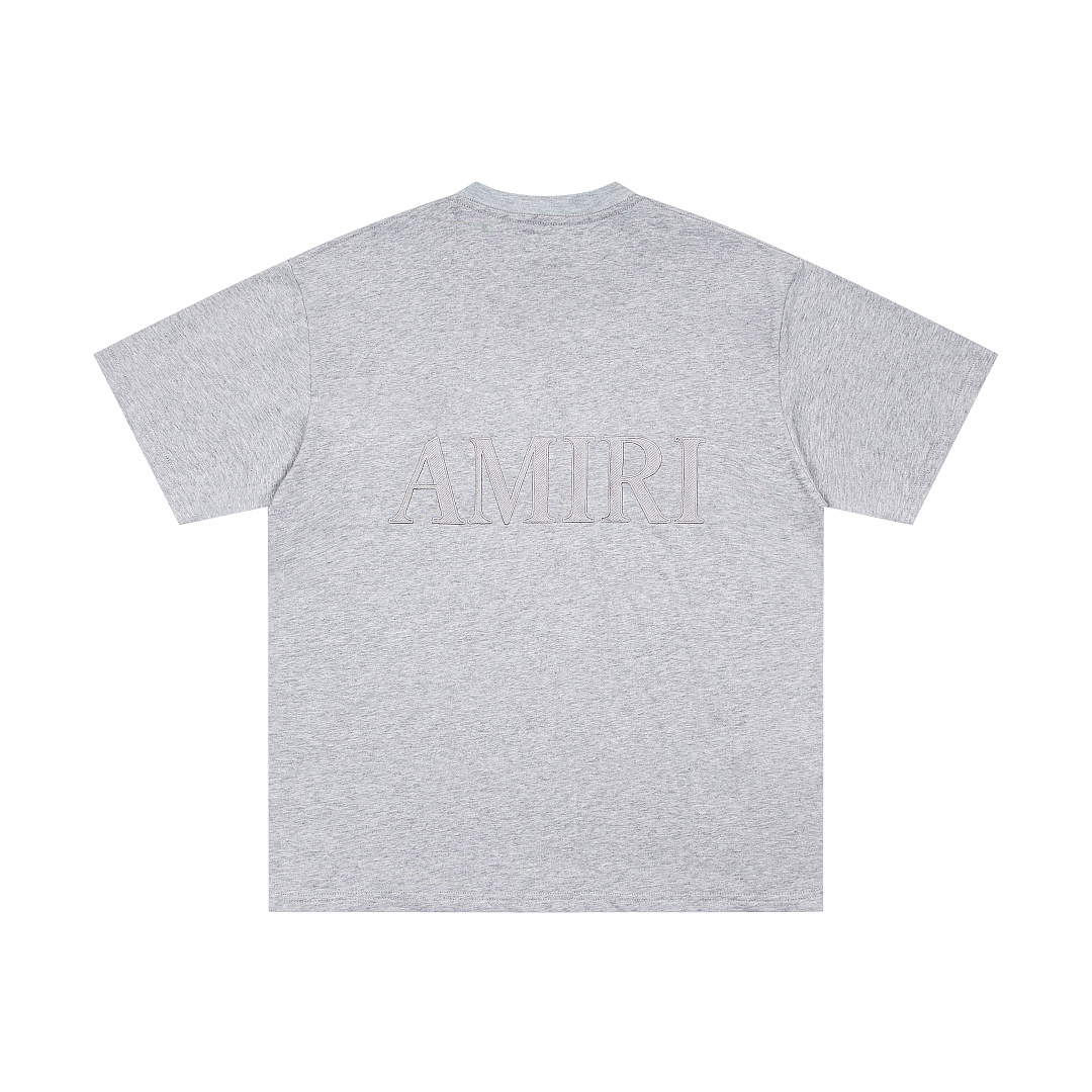 AMIRI 118 Wide Version Model Logo Embroidered Short Sleeve T Black Grey Cream Apricot S M L XL 9941# - Image 24