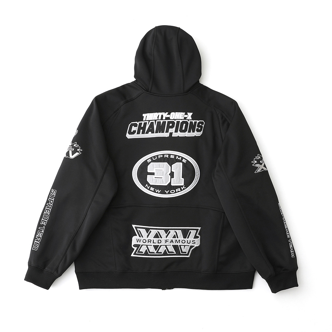 Supreme 458 WEEK16 Football Zip Up Hooded Sweatshirt Floral Embroidered Logo Mens Womens : Black White Red Sky Blue S M L - Image 10