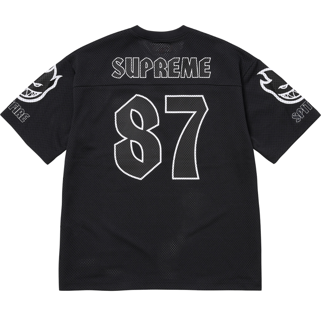 Supreme 218 SPITFIRE FOOTBALL JERSEY Fire Flame V Collar Short Sleeve Olive Black Red S - Image 26