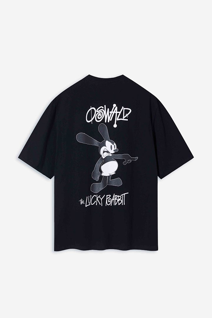 Stussy 118 Stu × DISNEY OSWALD THE LUCKY RABBIT TEE Collab Print Short Sleeve T Black White S M L - Image 5
