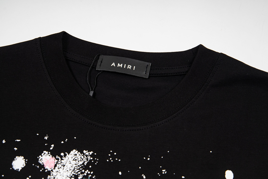 AMIRI 118 Wide Version Model Short Sleeve T Logo Print High Wind Black S M L XL 9902# - Image 5