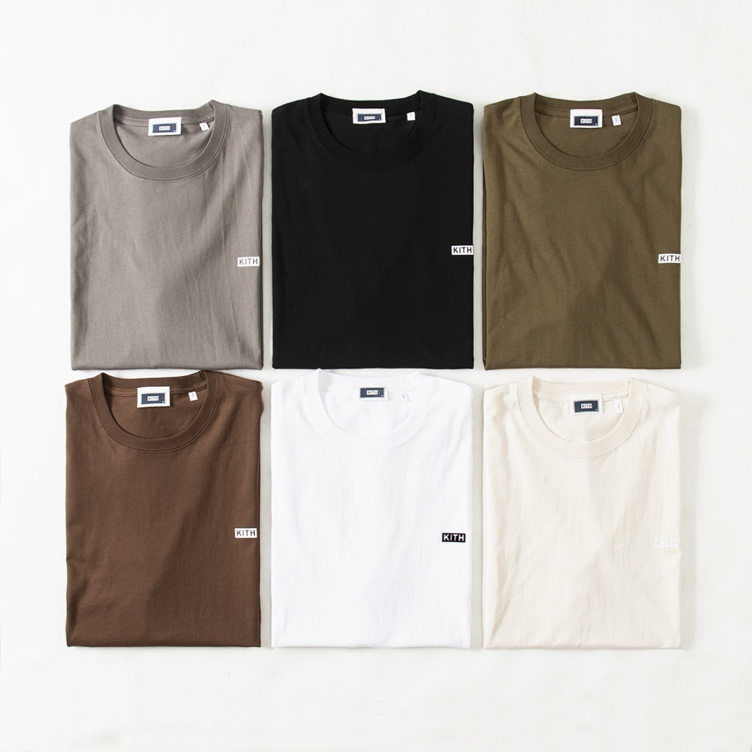 Adidas 128 KITH Summer Small LOGO Label Short Sleeve T : Black White Coffee Military Green Off Grey S M L