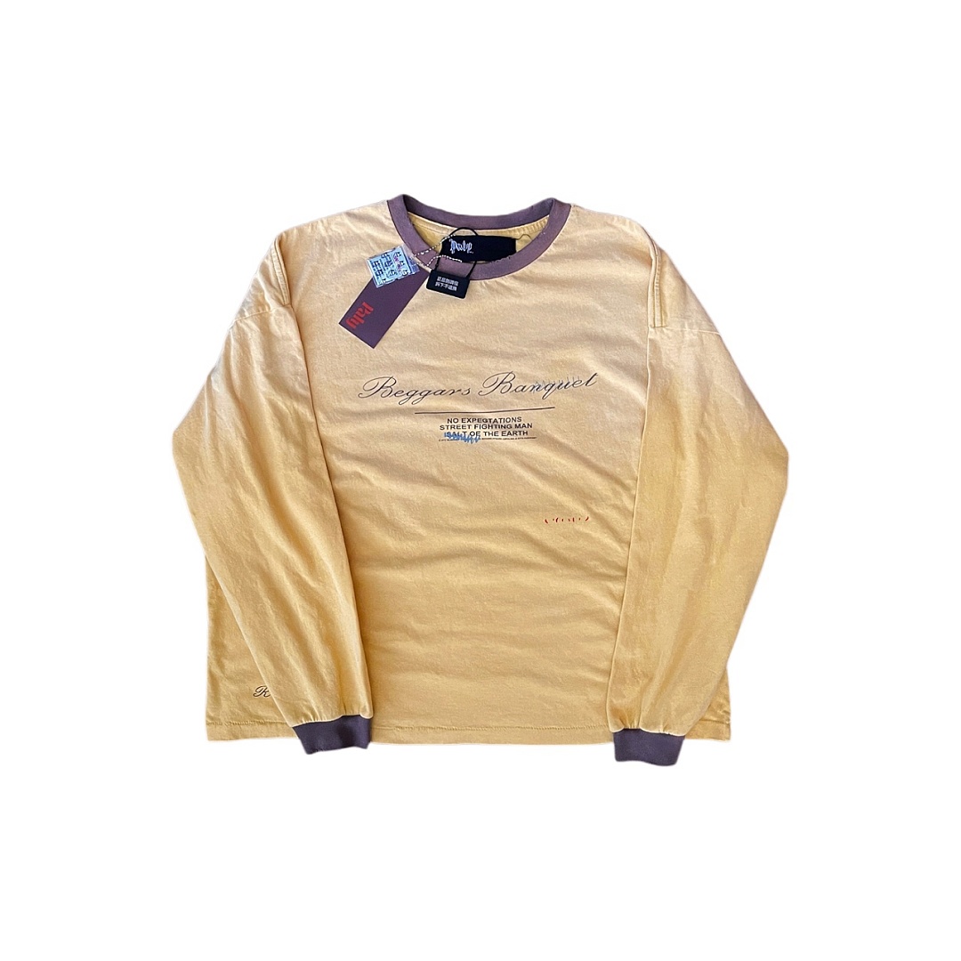 Unbranded 138 Paly Hollywood × Rolling Stones《Beggars Banquet》 Collab Long Sleeve T : Yellow S M L