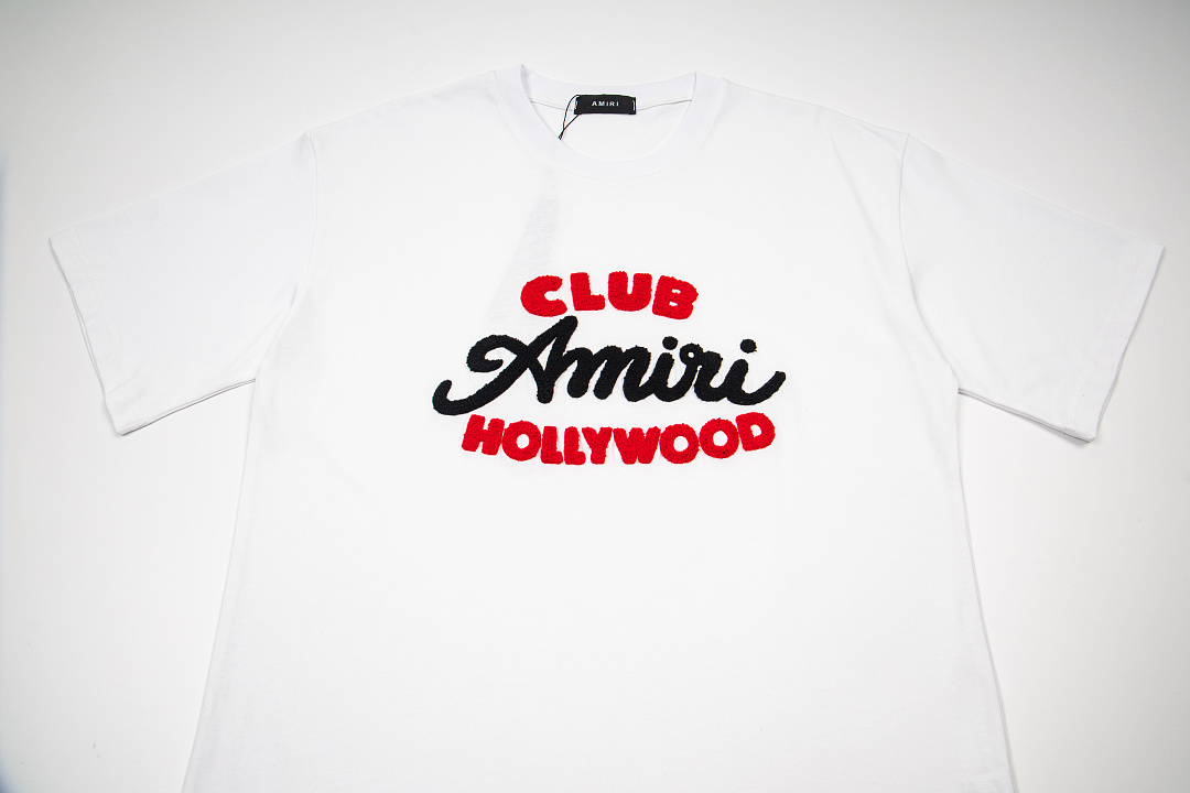 AMIRI 118 26Ss New Fleece Embroidered Short Sleeve T Black White S M L XL 9929# - Image 17