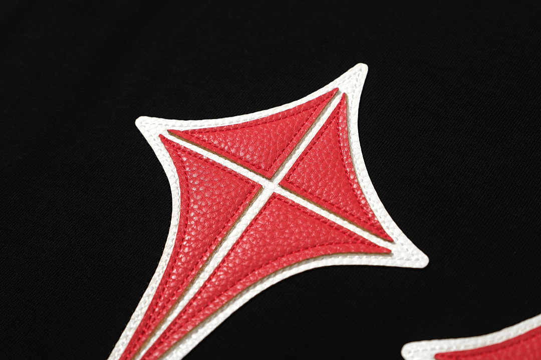 Christian Louboutin 118 THUG CLUB Rock T Leather Floral LOGO Short Sleeve Black White 1 2 3 3415# - Image 8